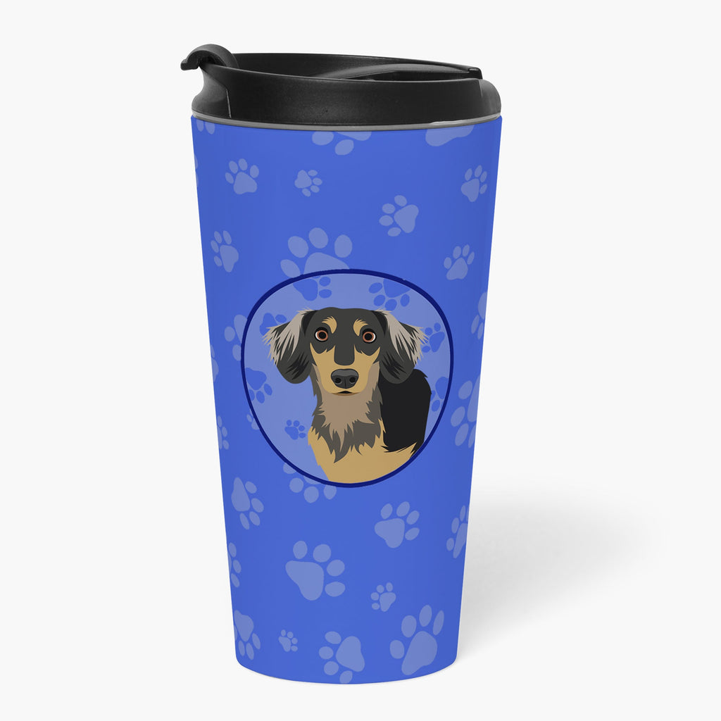 Dachshund Black and Tan #4  Stainless Steel 16 oz  Tumbler Blue Insulated Tumbler with Lid, Cute Travel Cup for Coffee, Cocktails, Gift Men, Dad, Women, Mother