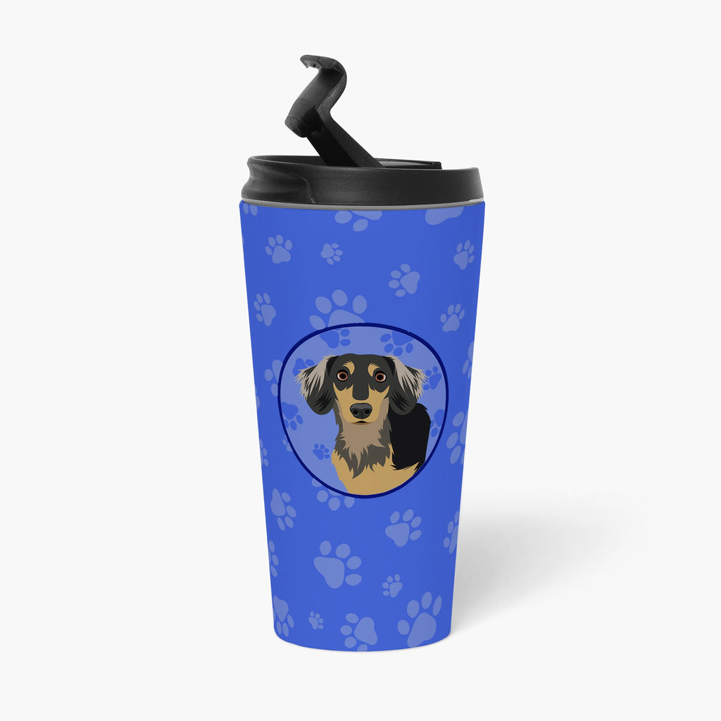 Dachshund Black and Tan #4  Stainless Steel 16 oz  Tumbler Blue Insulated Tumbler with Lid, Cute Travel Cup for Coffee, Cocktails, Gift Men, Dad, Women, Mother