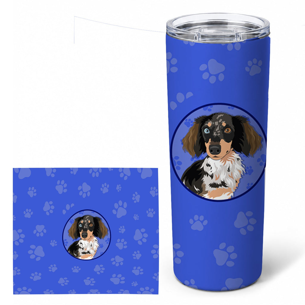 Dachshund Dapple #1  Stainless Steel Skinny Tumbler 20 oz Vacuum Double Walled Reusable Insulated Travel Cup