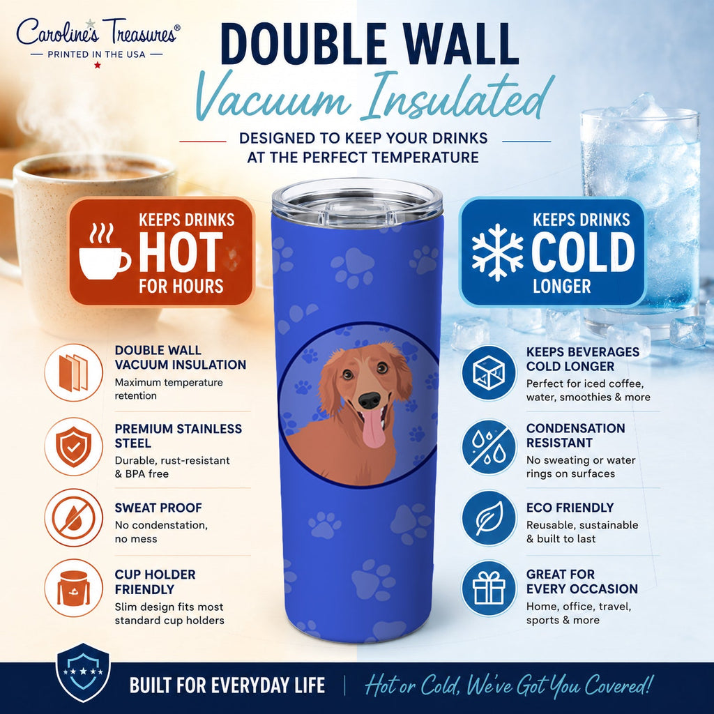 Dachshund Red #1  Stainless Steel Skinny Tumbler 20 oz Vacuum Double Walled Reusable Insulated Travel Cup