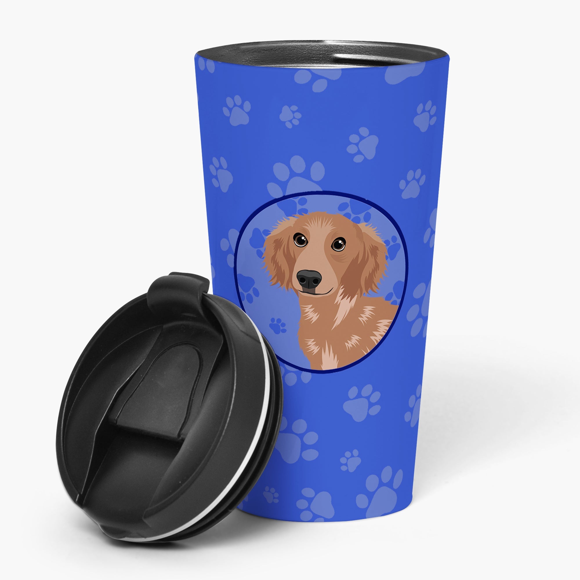 Dachshund Red #2  Stainless Steel 16 oz  Tumbler Blue Insulated Tumbler with Lid, Cute Travel Cup for Coffee, Cocktails, Gift Men, Dad, Women, Mother