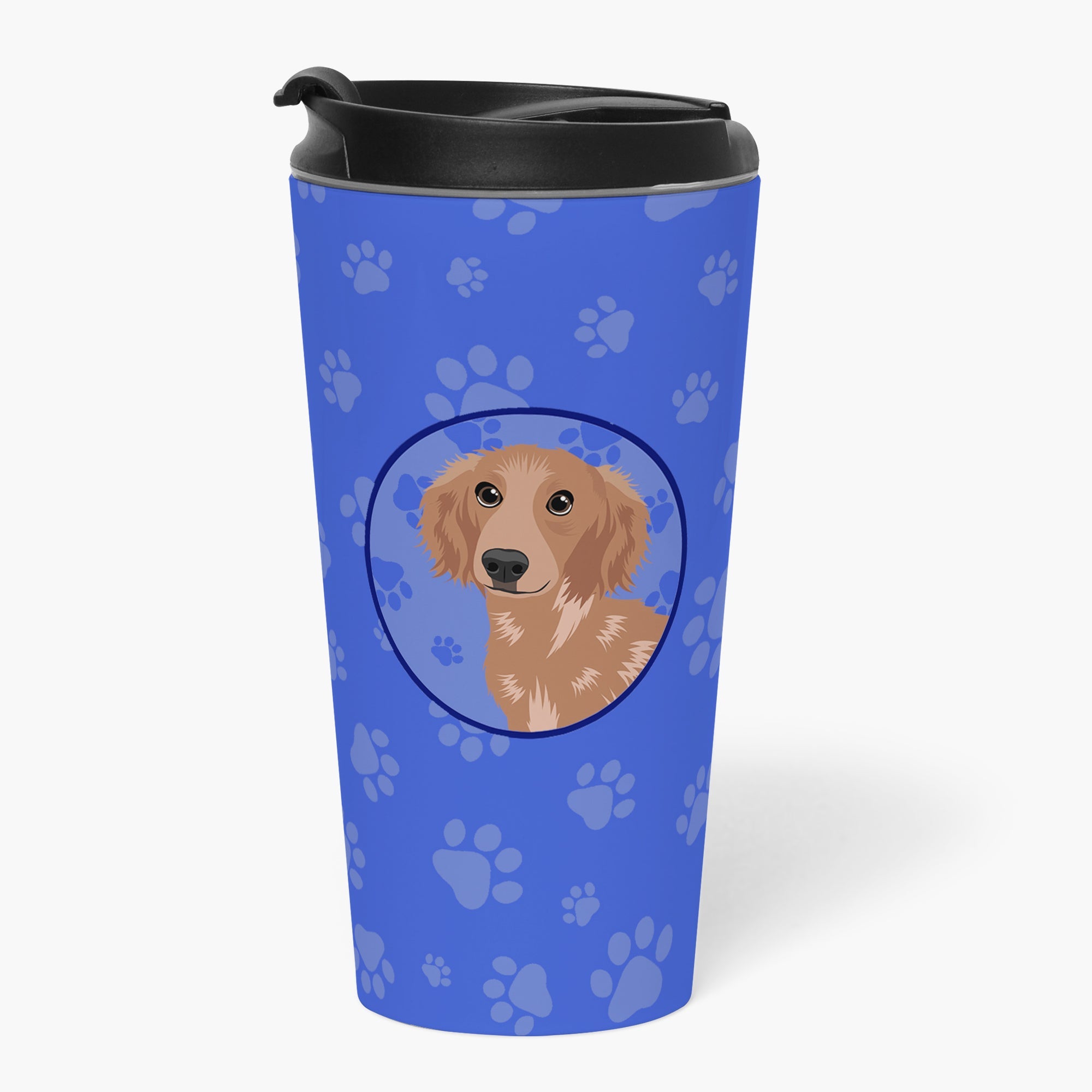 Dachshund Red #2  Stainless Steel 16 oz  Tumbler Blue Insulated Tumbler with Lid, Cute Travel Cup for Coffee, Cocktails, Gift Men, Dad, Women, Mother