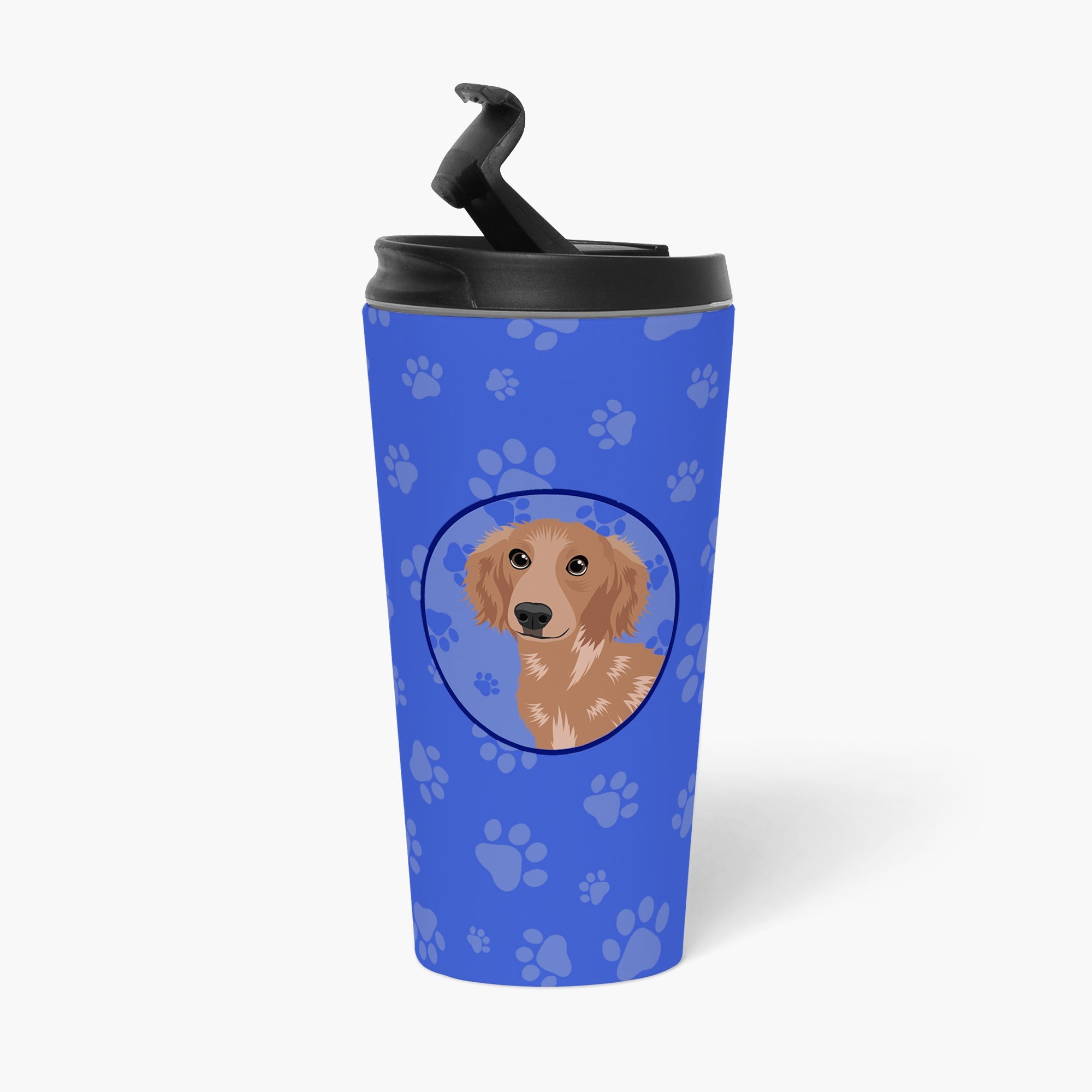 Dachshund Red #2  Stainless Steel 16 oz  Tumbler Blue Insulated Tumbler with Lid, Cute Travel Cup for Coffee, Cocktails, Gift Men, Dad, Women, Mother