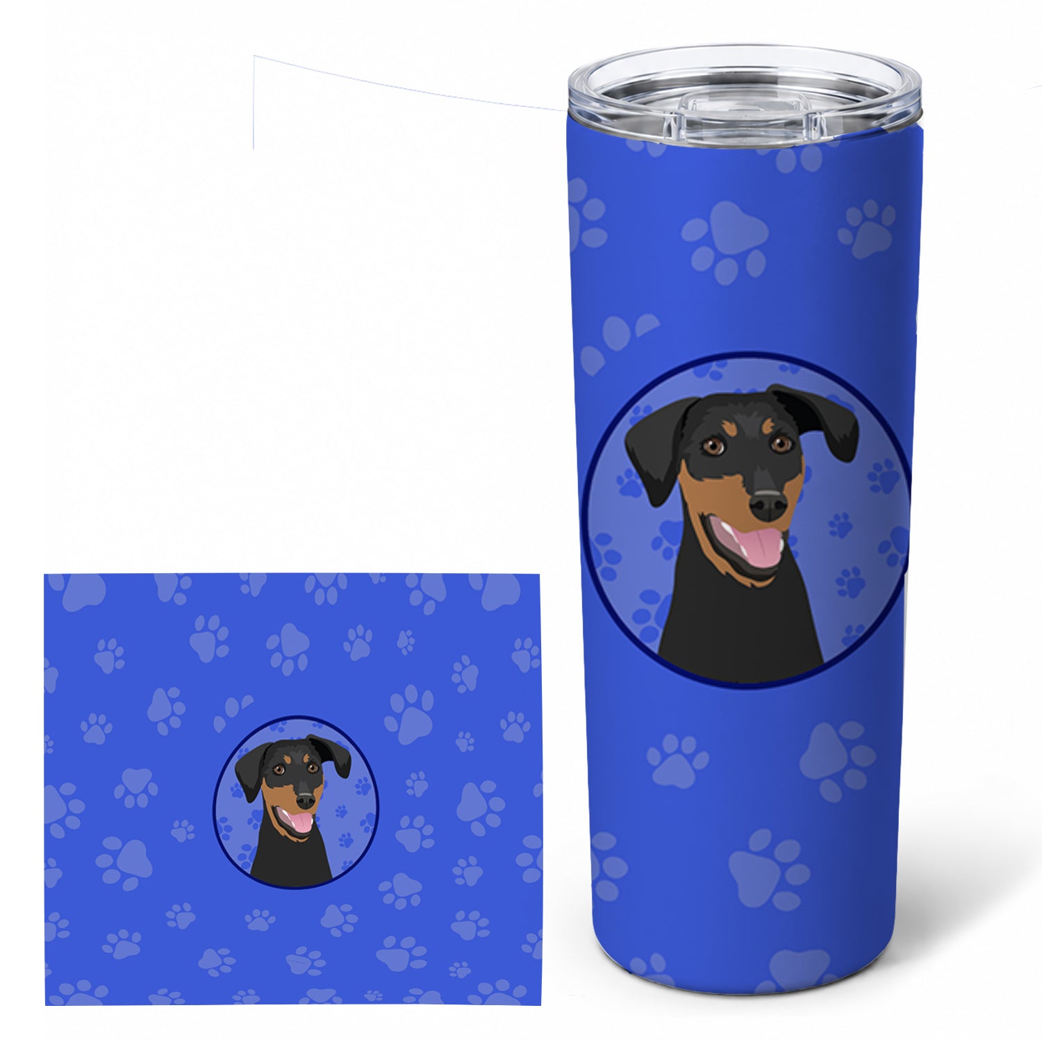 Doberman Pinscher Black and Rust Natural Ears #1  Stainless Steel Skinny Tumbler 20 oz Vacuum Double Walled Reusable Insulated Travel Cup