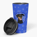 Doberman Pinscher Black and Rust Natural Ears #1  Stainless Steel 16 oz  Tumbler Blue Insulated Tumbler with Lid, Cute Travel Cup for Coffee, Cocktails, Gift Men, Dad, Women, Mother
