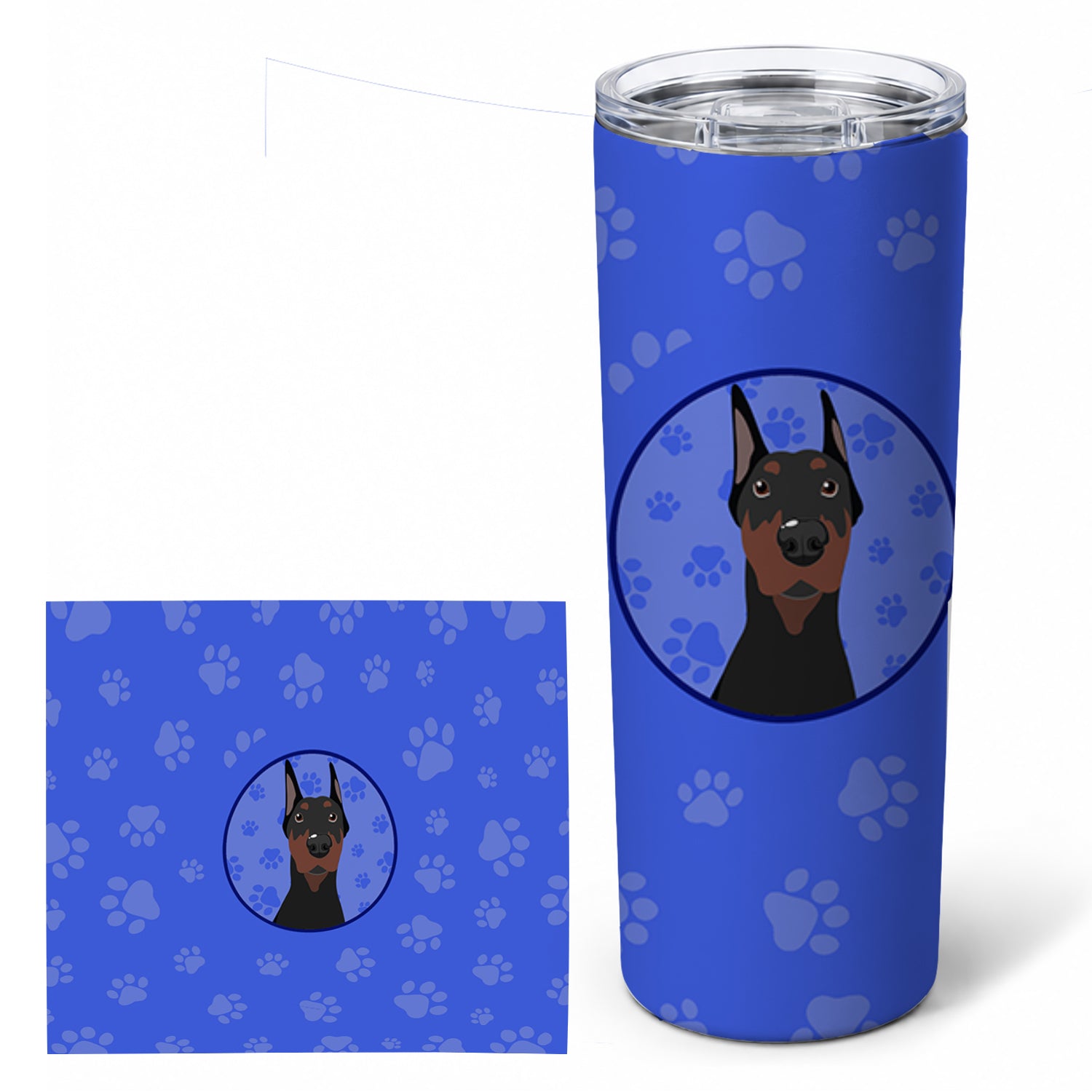 Doberman Pinscher Black Cropped Ears  Stainless Steel Skinny Tumbler 20 oz Vacuum Double Walled Reusable Insulated Travel Cup