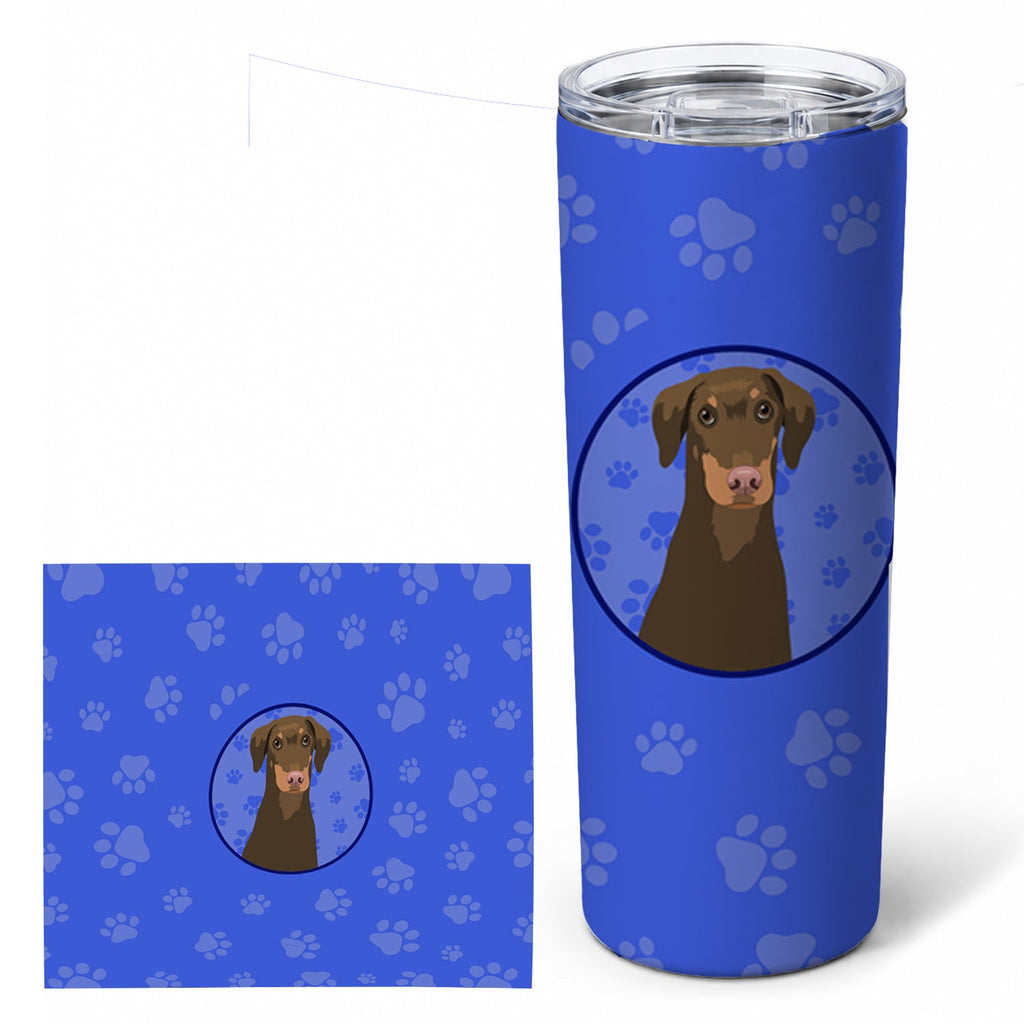 Doberman Pinscher Red and Rust Natural Ears #2  Stainless Steel Skinny Tumbler 20 oz Vacuum Double Walled Reusable Insulated Travel Cup