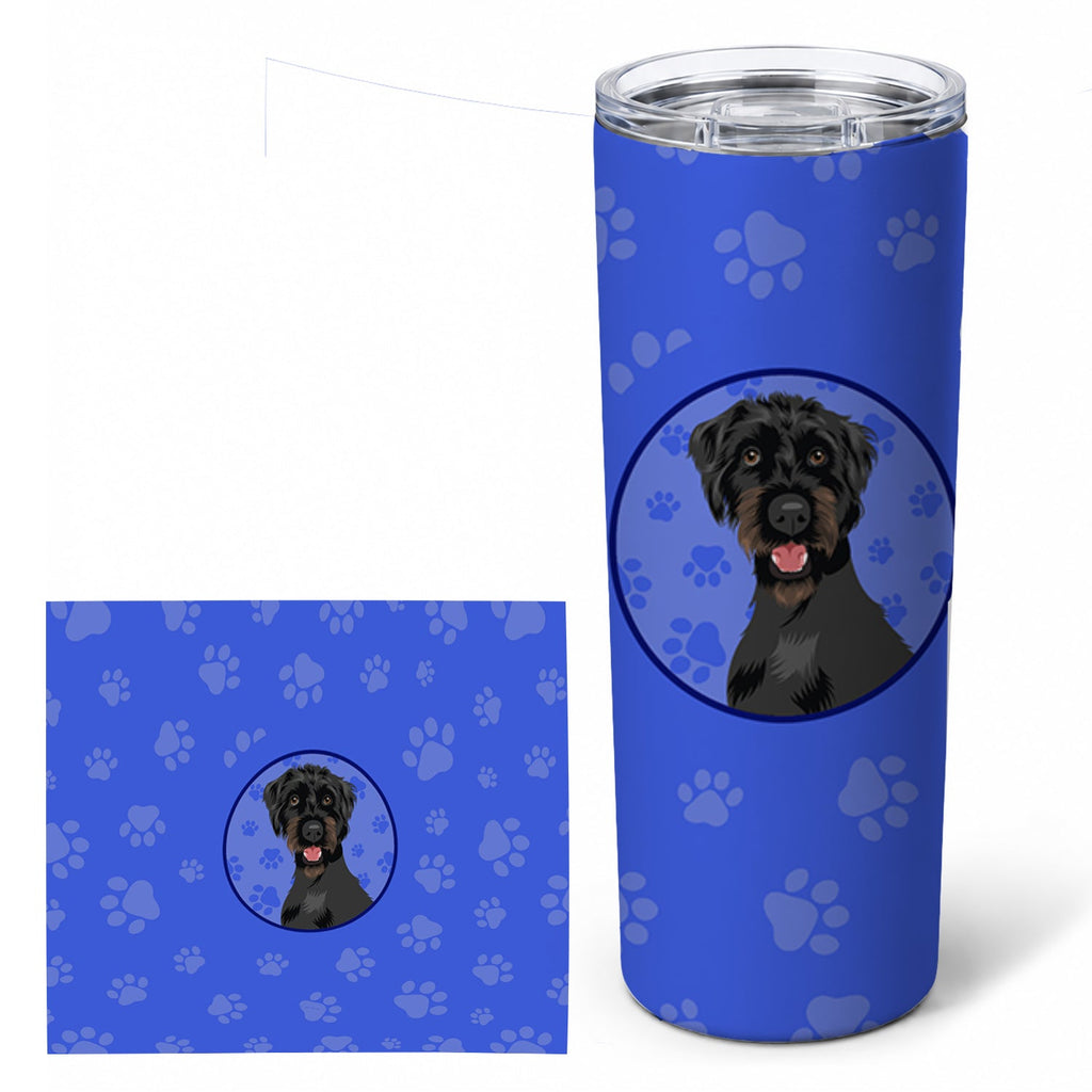 Doodle Black and Tan  Stainless Steel Skinny Tumbler 20 oz Vacuum Double Walled Reusable Insulated Travel Cup
