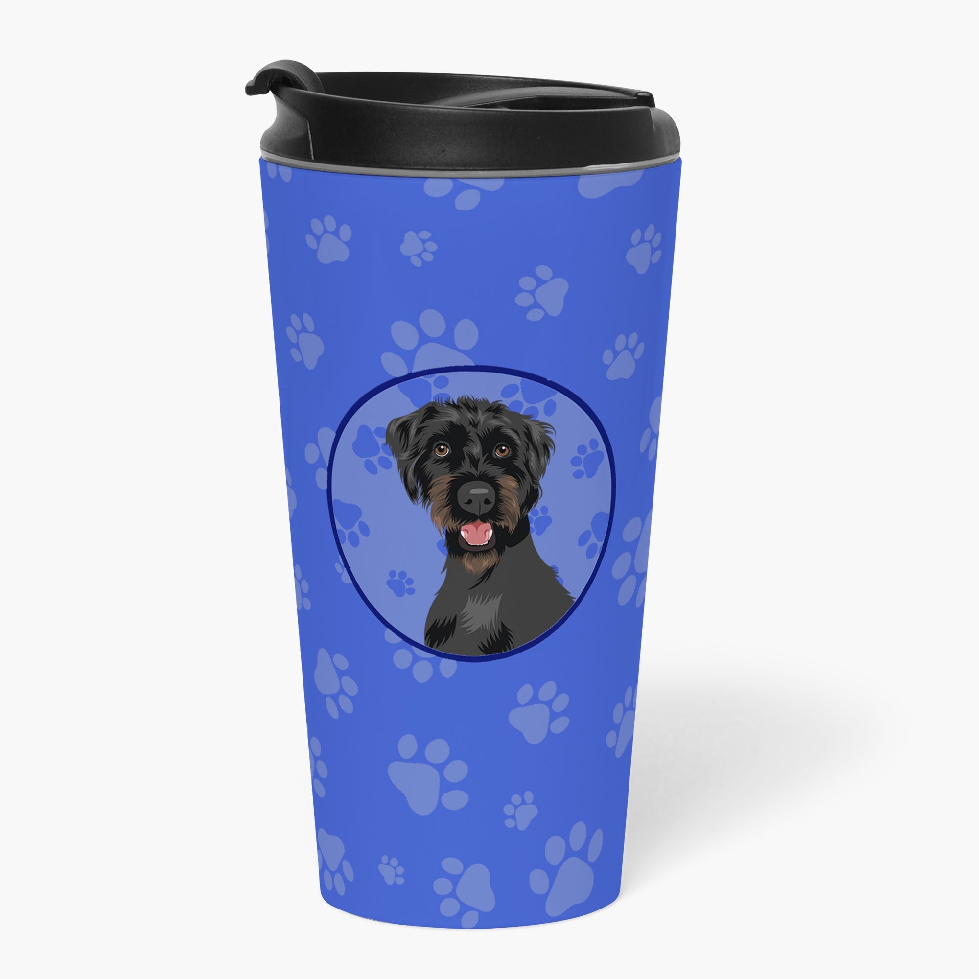 Doodle Black and Tan  Stainless Steel 16 oz  Tumbler Blue Insulated Tumbler with Lid, Cute Travel Cup for Coffee, Cocktails, Gift Men, Dad, Women, Mother