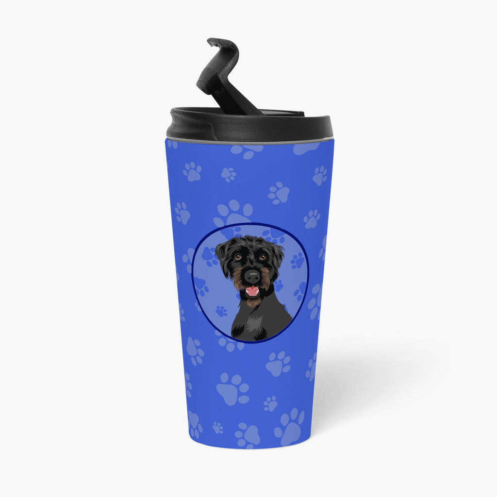 Doodle Black and Tan  Stainless Steel 16 oz  Tumbler Blue Insulated Tumbler with Lid, Cute Travel Cup for Coffee, Cocktails, Gift Men, Dad, Women, Mother