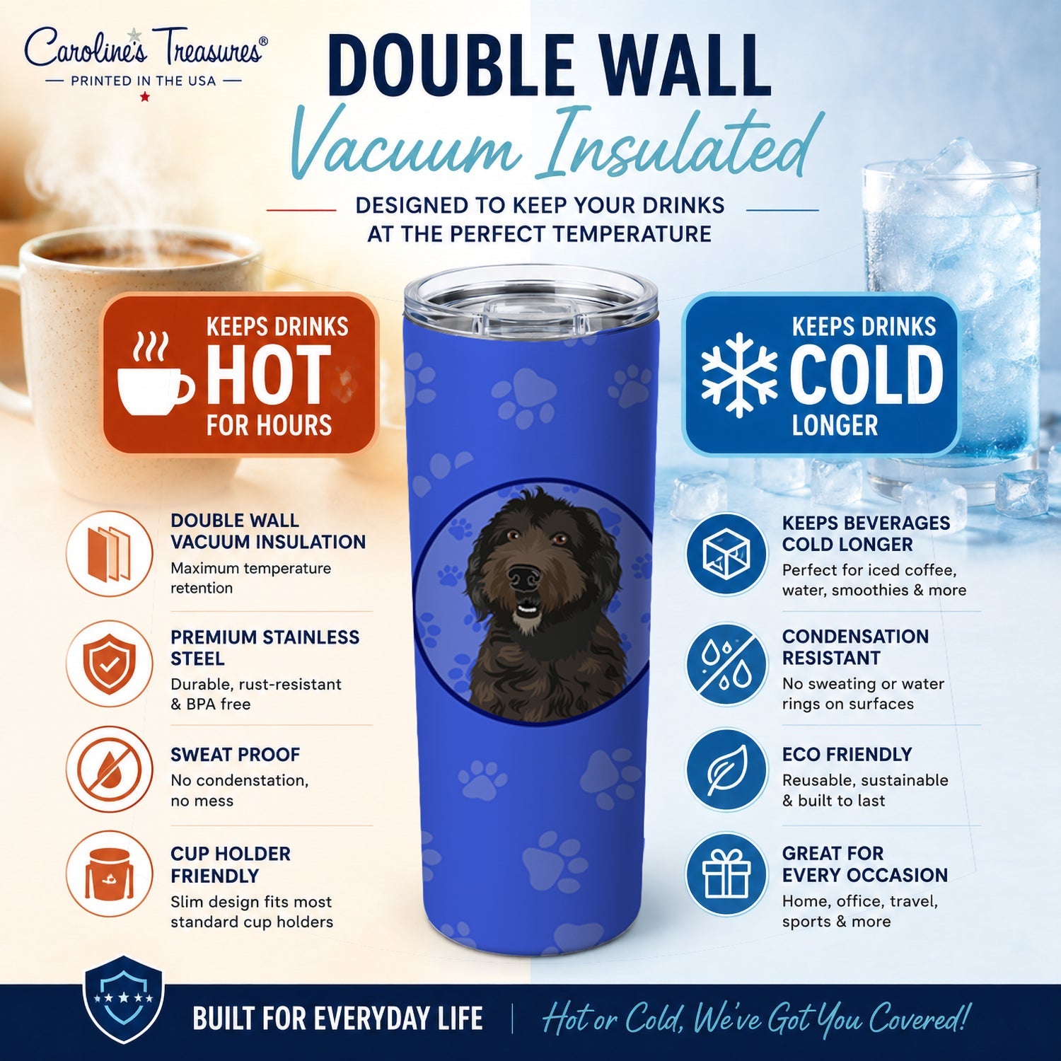 Doodle Chocolate #1  Stainless Steel Skinny Tumbler 20 oz Vacuum Double Walled Reusable Insulated Travel Cup