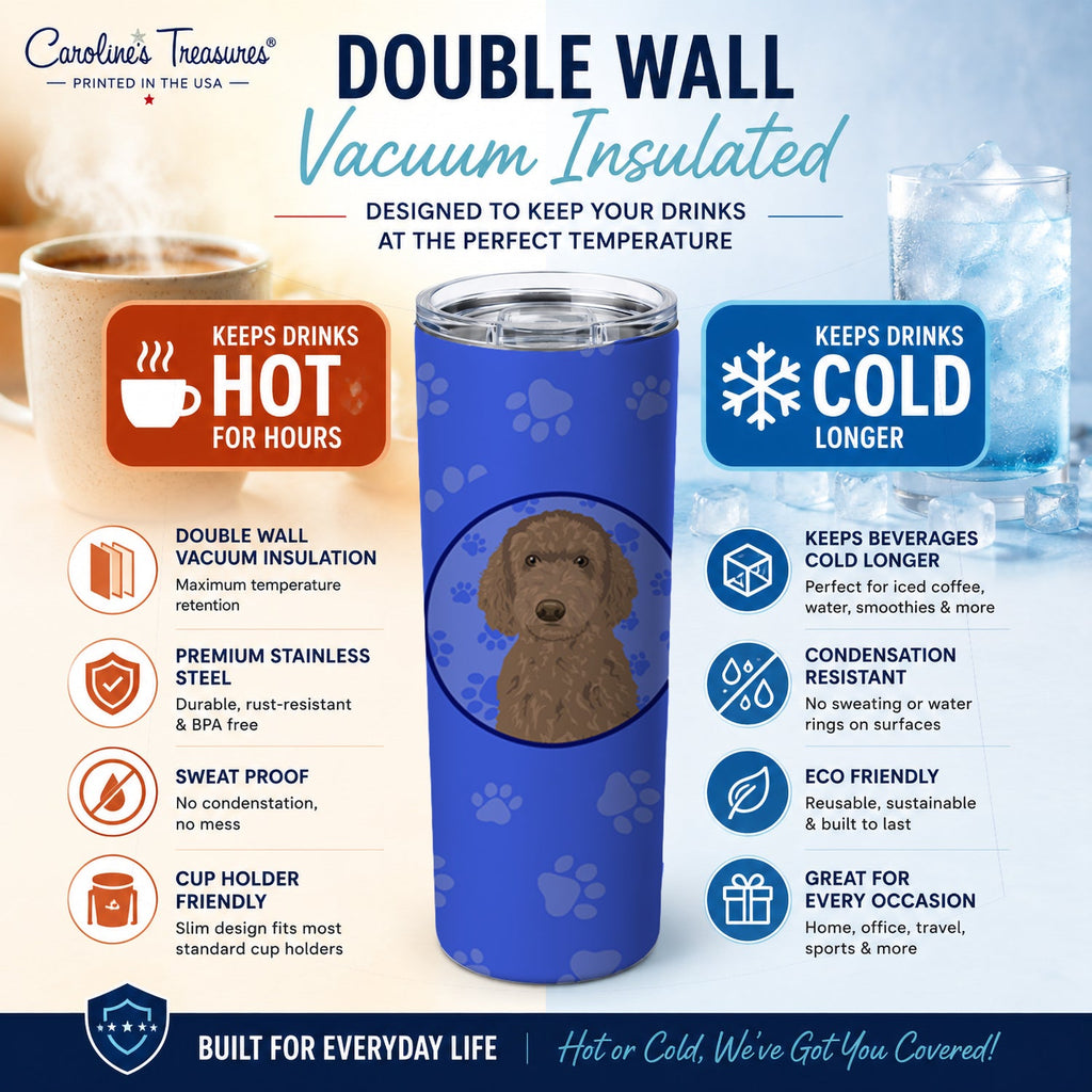 Doodle Chocolate #2  Stainless Steel Skinny Tumbler 20 oz Vacuum Double Walled Reusable Insulated Travel Cup