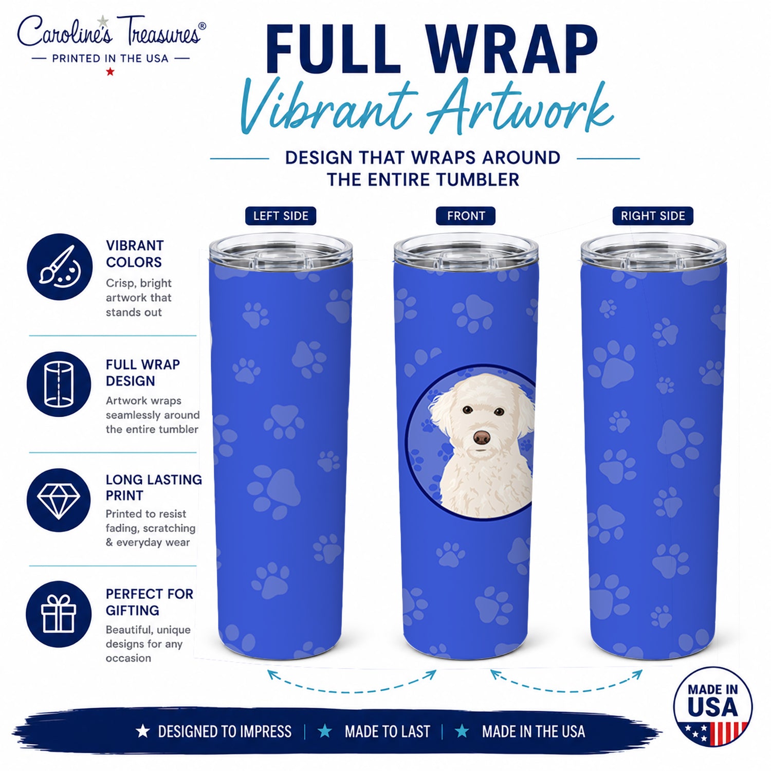 Doodle Cream #2  Stainless Steel Skinny Tumbler 20 oz Vacuum Double Walled Reusable Insulated Travel Cup