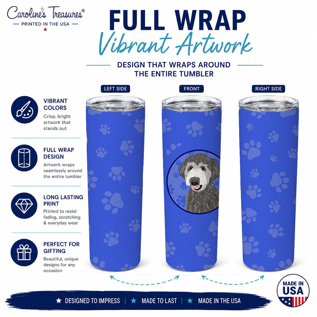 Doodle Silver #2  Stainless Steel Skinny Tumbler 20 oz Vacuum Double Walled Reusable Insulated Travel Cup