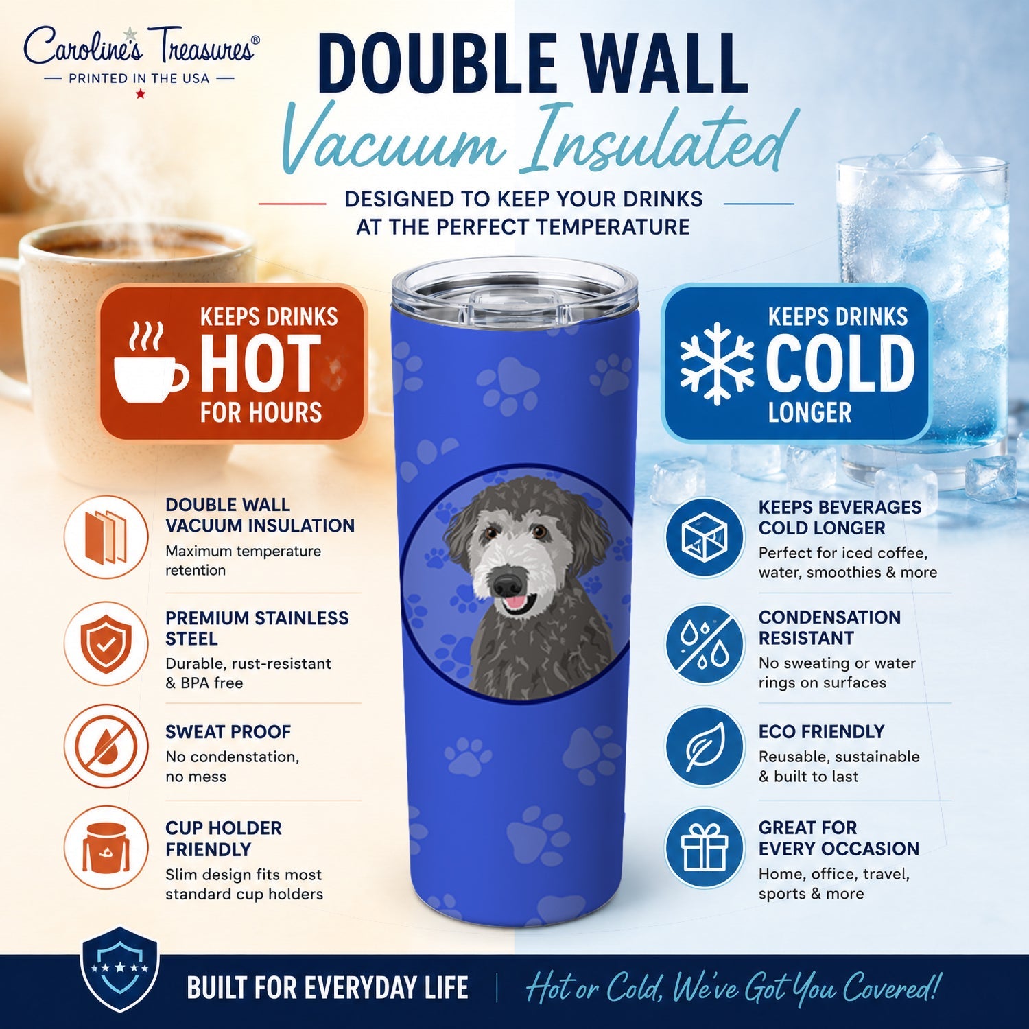 Doodle Silver #2  Stainless Steel Skinny Tumbler 20 oz Vacuum Double Walled Reusable Insulated Travel Cup