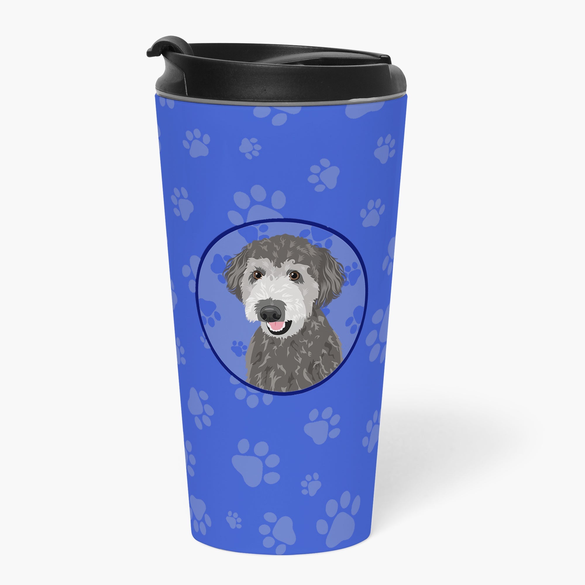 Doodle Silver #2  Stainless Steel 16 oz  Tumbler Blue Insulated Tumbler with Lid, Cute Travel Cup for Coffee, Cocktails, Gift Men, Dad, Women, Mother