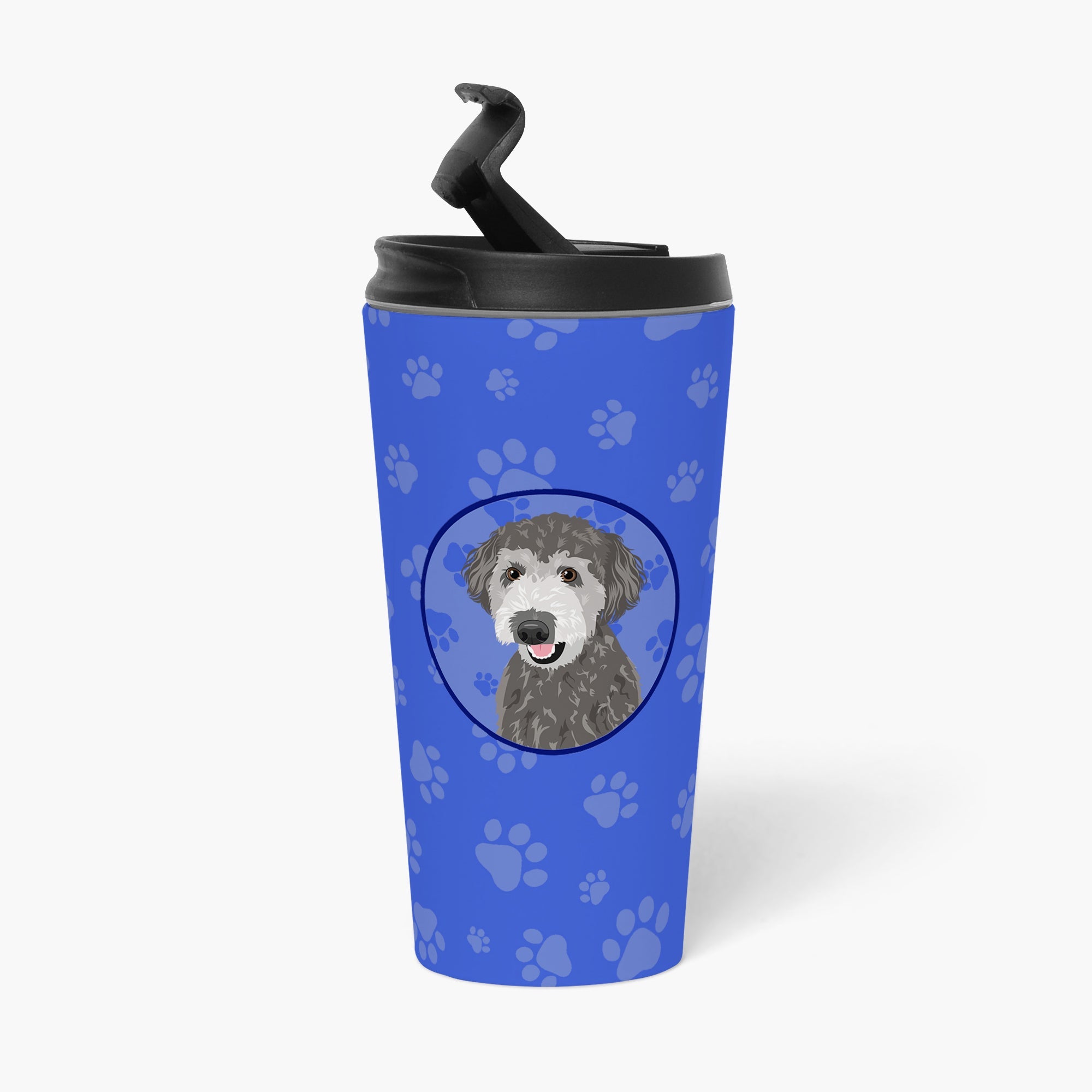 Doodle Silver #2  Stainless Steel 16 oz  Tumbler Blue Insulated Tumbler with Lid, Cute Travel Cup for Coffee, Cocktails, Gift Men, Dad, Women, Mother