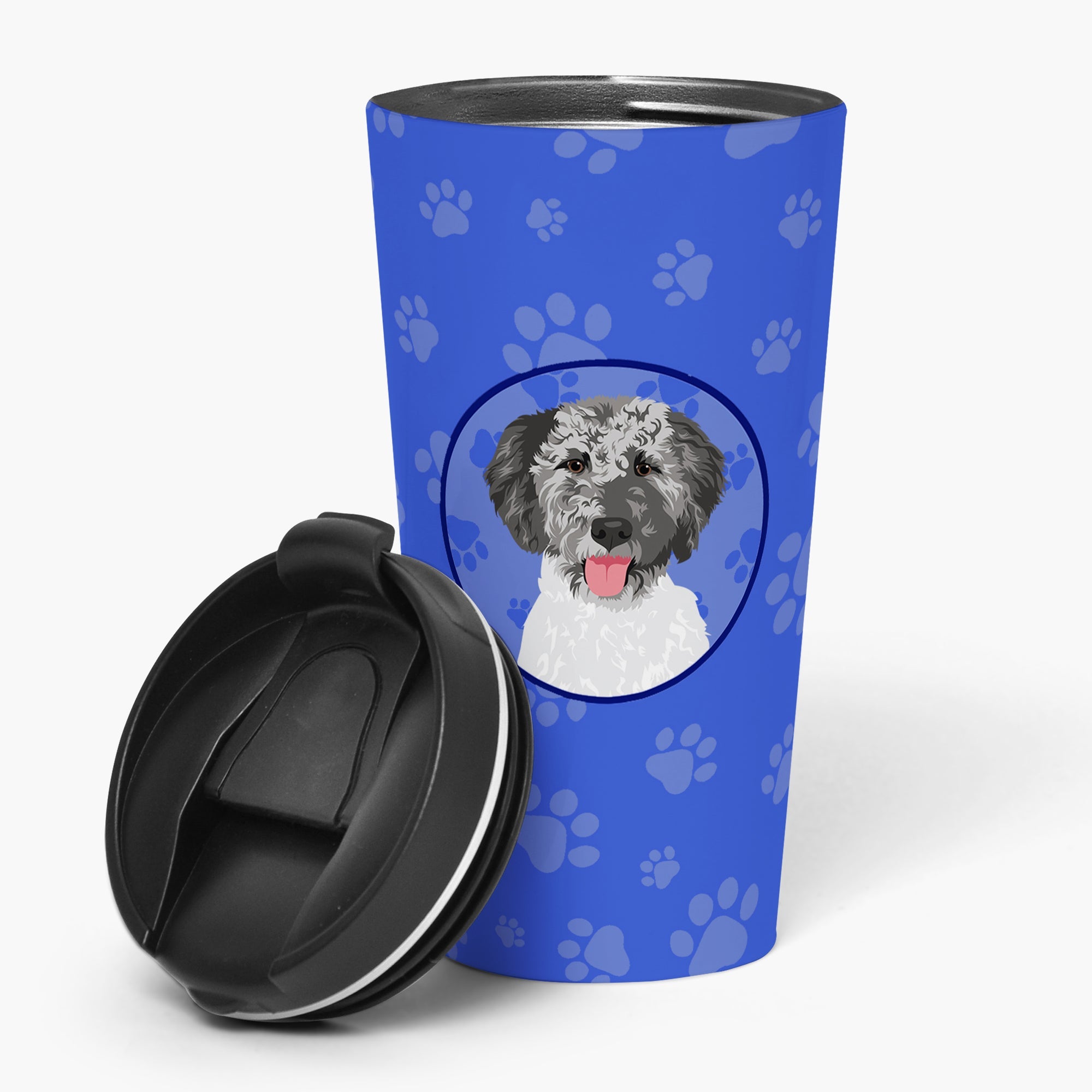 Doodle Silver #3  Stainless Steel 16 oz  Tumbler Blue Insulated Tumbler with Lid, Cute Travel Cup for Coffee, Cocktails, Gift Men, Dad, Women, Mother