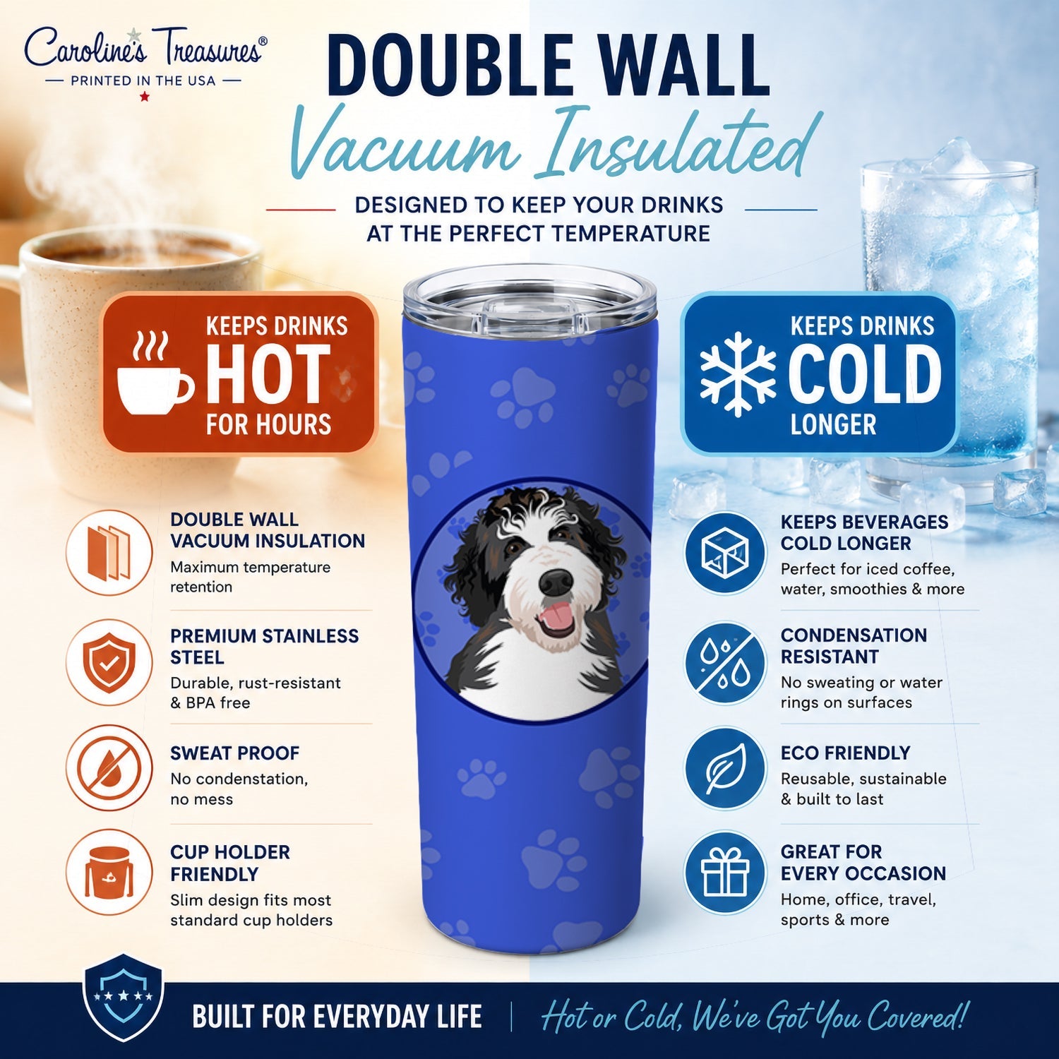 Doodle Silver and White #1  Stainless Steel Skinny Tumbler 20 oz Vacuum Double Walled Reusable Insulated Travel Cup
