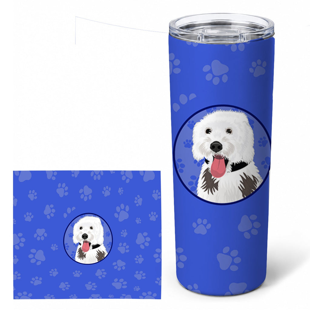 Doodle Silver and White #2  Stainless Steel Skinny Tumbler 20 oz Vacuum Double Walled Reusable Insulated Travel Cup