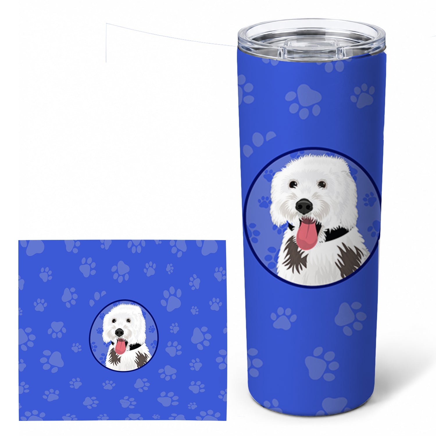 Doodle Silver and White #2  Stainless Steel Skinny Tumbler 20 oz Vacuum Double Walled Reusable Insulated Travel Cup