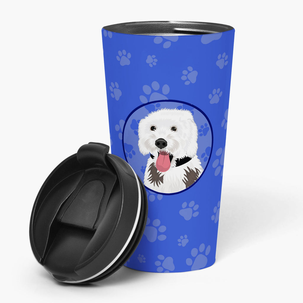 Doodle Silver and White #2  Stainless Steel 16 oz  Tumbler Blue Insulated Tumbler with Lid, Cute Travel Cup for Coffee, Cocktails, Gift Men, Dad, Women, Mother