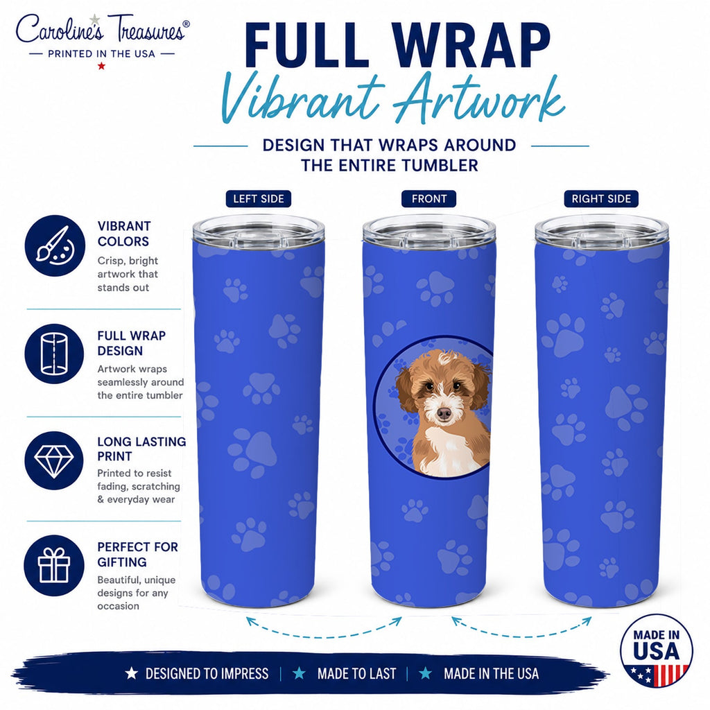 Doodle Tricolor #2  Stainless Steel Skinny Tumbler 20 oz Vacuum Double Walled Reusable Insulated Travel Cup