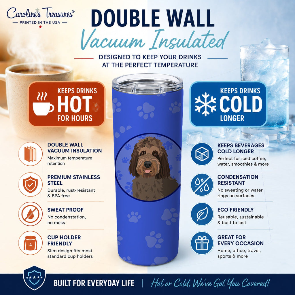 Doodle Tricolor #3  Stainless Steel Skinny Tumbler 20 oz Vacuum Double Walled Reusable Insulated Travel Cup