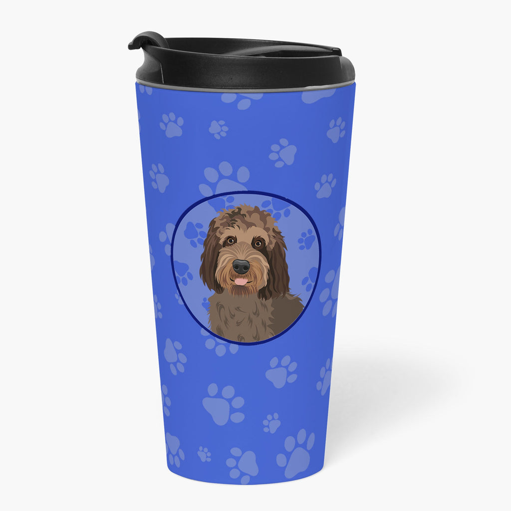 Doodle Tricolor #3  Stainless Steel 16 oz  Tumbler Blue Insulated Tumbler with Lid, Cute Travel Cup for Coffee, Cocktails, Gift Men, Dad, Women, Mother