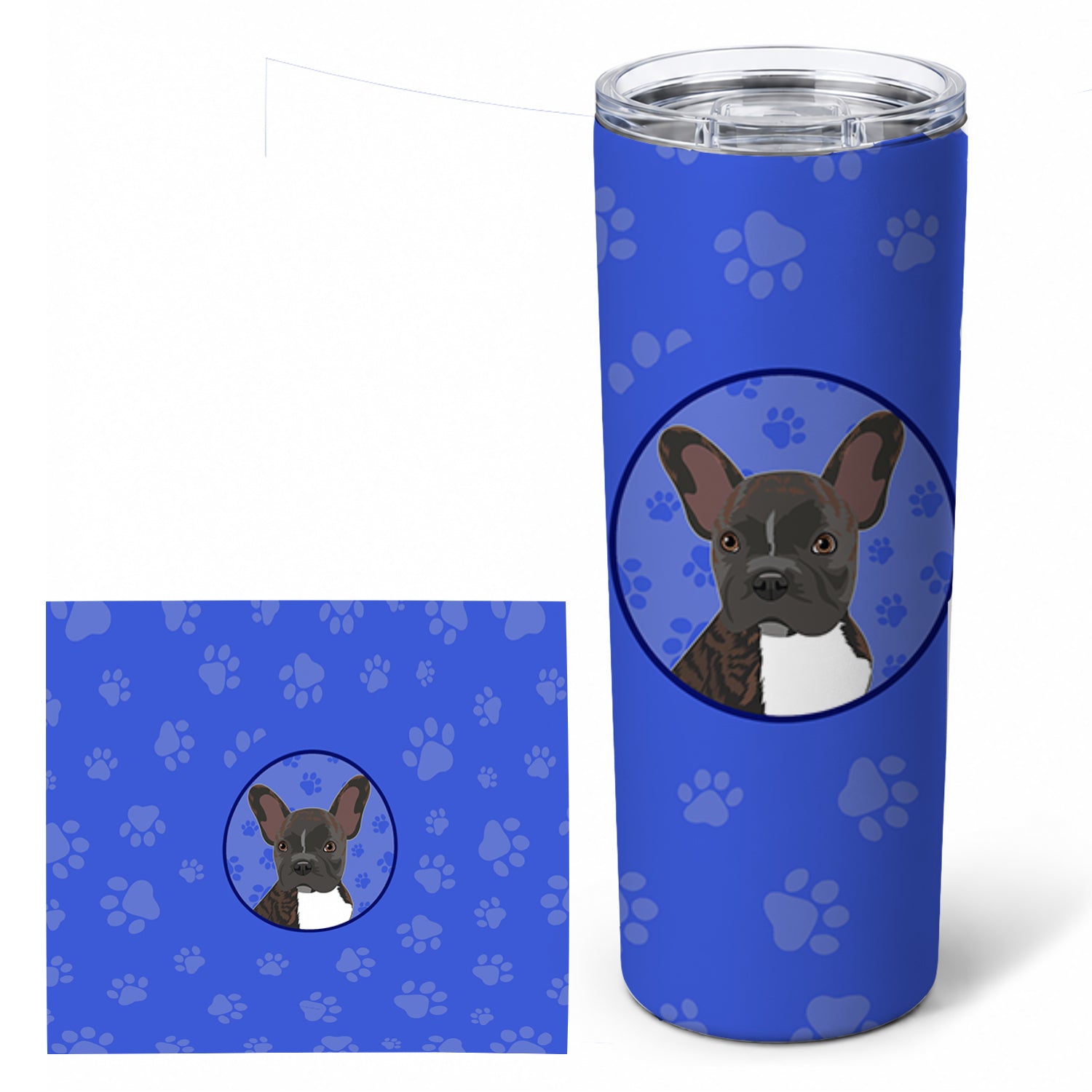 French Bulldog Brindle #2  Stainless Steel Skinny Tumbler 20 oz Vacuum Double Walled Reusable Insulated Travel Cup