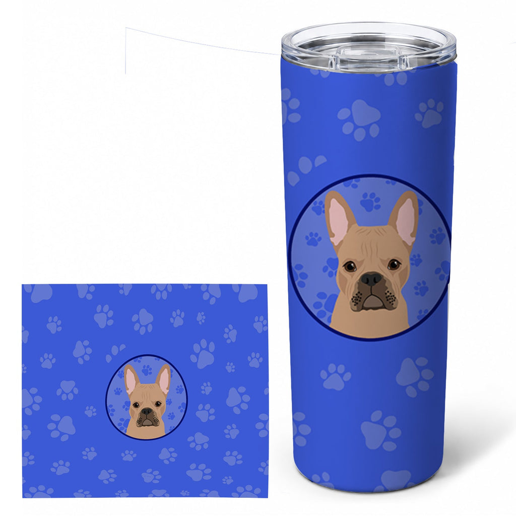 French Bulldog Cream  Stainless Steel Skinny Tumbler 20 oz Vacuum Double Walled Reusable Insulated Travel Cup