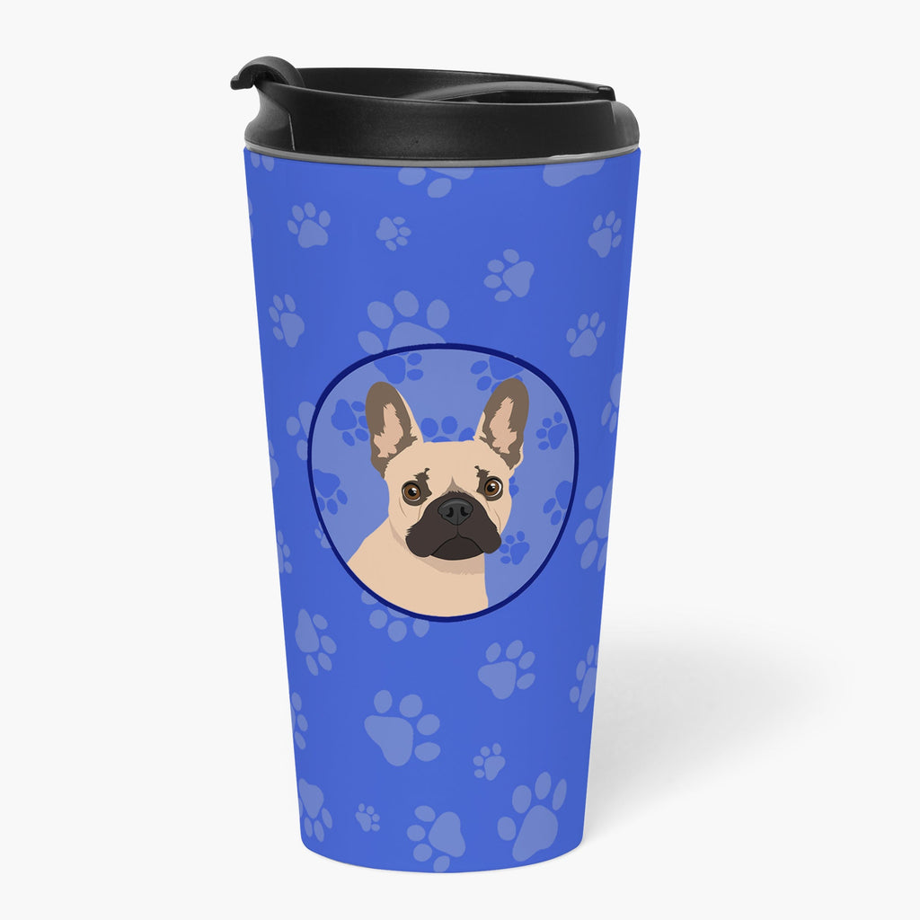 French Bulldog Fawn #1  Stainless Steel 16 oz  Tumbler Blue Insulated Tumbler with Lid, Cute Travel Cup for Coffee, Cocktails, Gift Men, Dad, Women, Mother