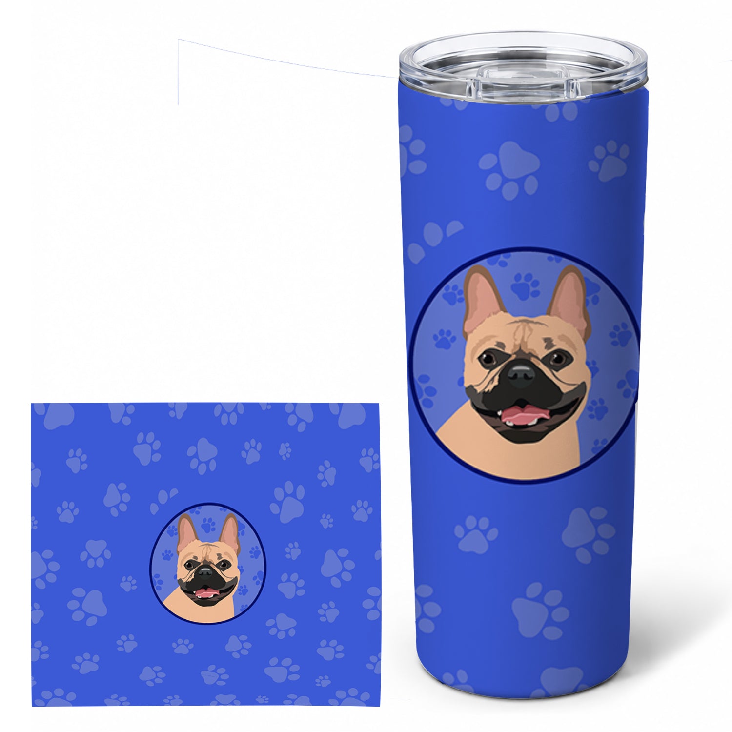 French Bulldog Fawn #2  Stainless Steel Skinny Tumbler 20 oz Vacuum Double Walled Reusable Insulated Travel Cup