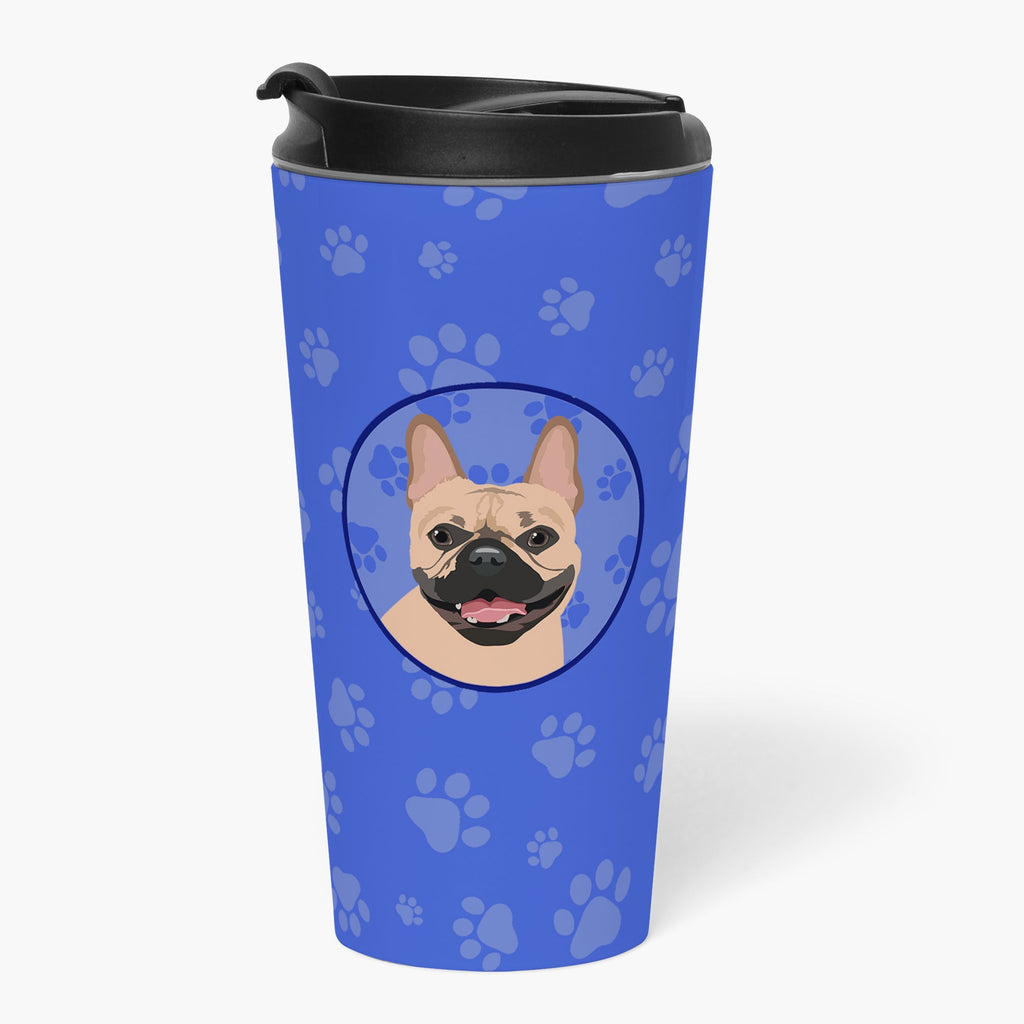 French Bulldog Fawn #2  Stainless Steel 16 oz  Tumbler Blue Insulated Tumbler with Lid, Cute Travel Cup for Coffee, Cocktails, Gift Men, Dad, Women, Mother