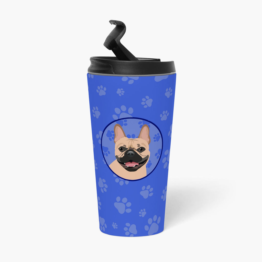 French Bulldog Fawn #2  Stainless Steel 16 oz  Tumbler Blue Insulated Tumbler with Lid, Cute Travel Cup for Coffee, Cocktails, Gift Men, Dad, Women, Mother
