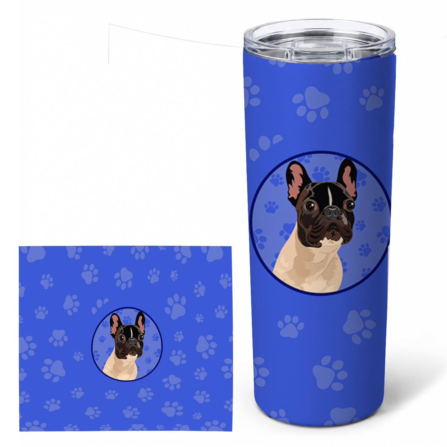 French Bulldog Fawn #3  Stainless Steel Skinny Tumbler 20 oz Vacuum Double Walled Reusable Insulated Travel Cup