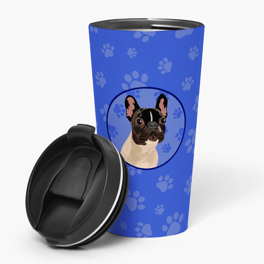 French Bulldog Fawn #3  Stainless Steel 16 oz  Tumbler Blue Insulated Tumbler with Lid, Cute Travel Cup for Coffee, Cocktails, Gift Men, Dad, Women, Mother