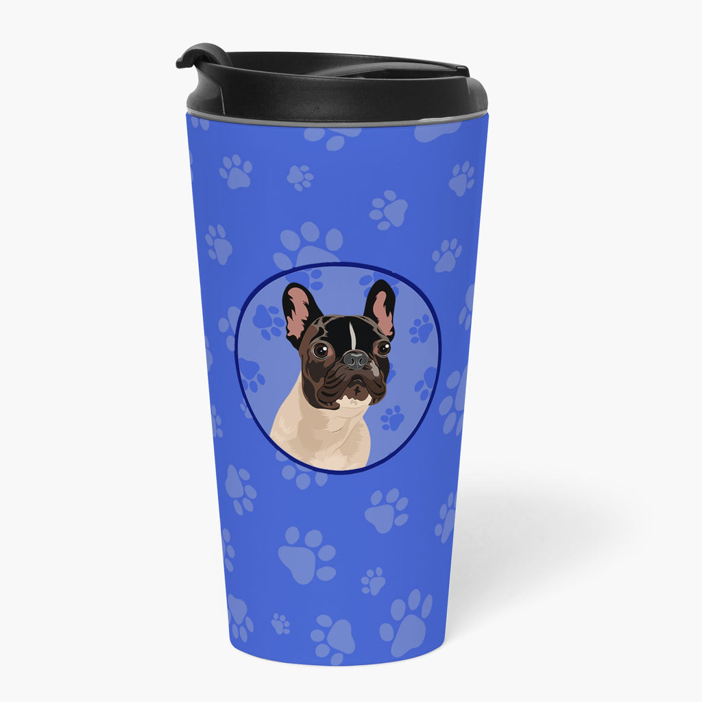 French Bulldog Fawn #3  Stainless Steel 16 oz  Tumbler Blue Insulated Tumbler with Lid, Cute Travel Cup for Coffee, Cocktails, Gift Men, Dad, Women, Mother