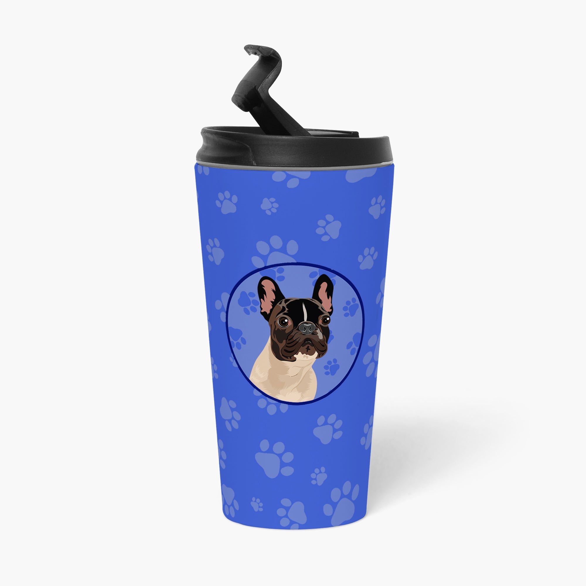 French Bulldog Fawn #3  Stainless Steel 16 oz  Tumbler Blue Insulated Tumbler with Lid, Cute Travel Cup for Coffee, Cocktails, Gift Men, Dad, Women, Mother