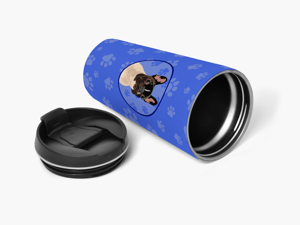 French Bulldog Fawn #3  Stainless Steel 16 oz  Tumbler Blue Insulated Tumbler with Lid, Cute Travel Cup for Coffee, Cocktails, Gift Men, Dad, Women, Mother
