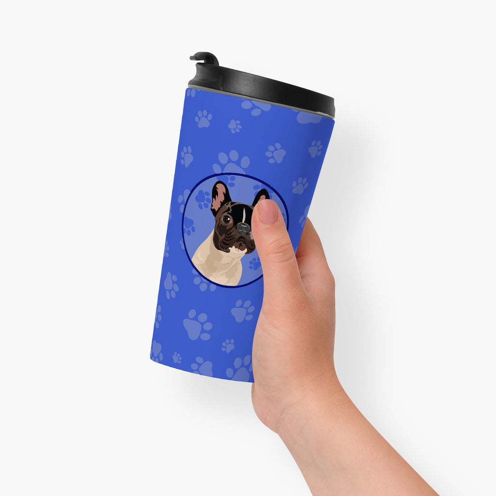 French Bulldog Fawn #3  Stainless Steel 16 oz  Tumbler Blue Insulated Tumbler with Lid, Cute Travel Cup for Coffee, Cocktails, Gift Men, Dad, Women, Mother