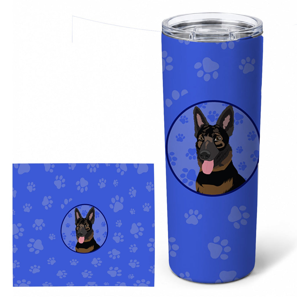 German Shepherd Bicolor  Stainless Steel Skinny Tumbler 20 oz Vacuum Double Walled Reusable Insulated Travel Cup
