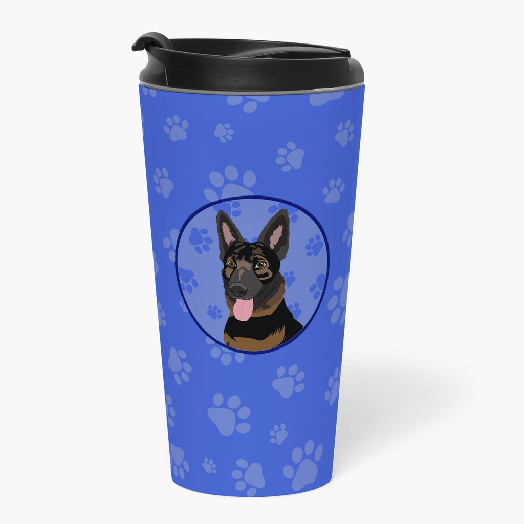 German Shepherd Bicolor  Stainless Steel 16 oz  Tumbler Blue Insulated Tumbler with Lid, Cute Travel Cup for Coffee, Cocktails, Gift Men, Dad, Women, Mother