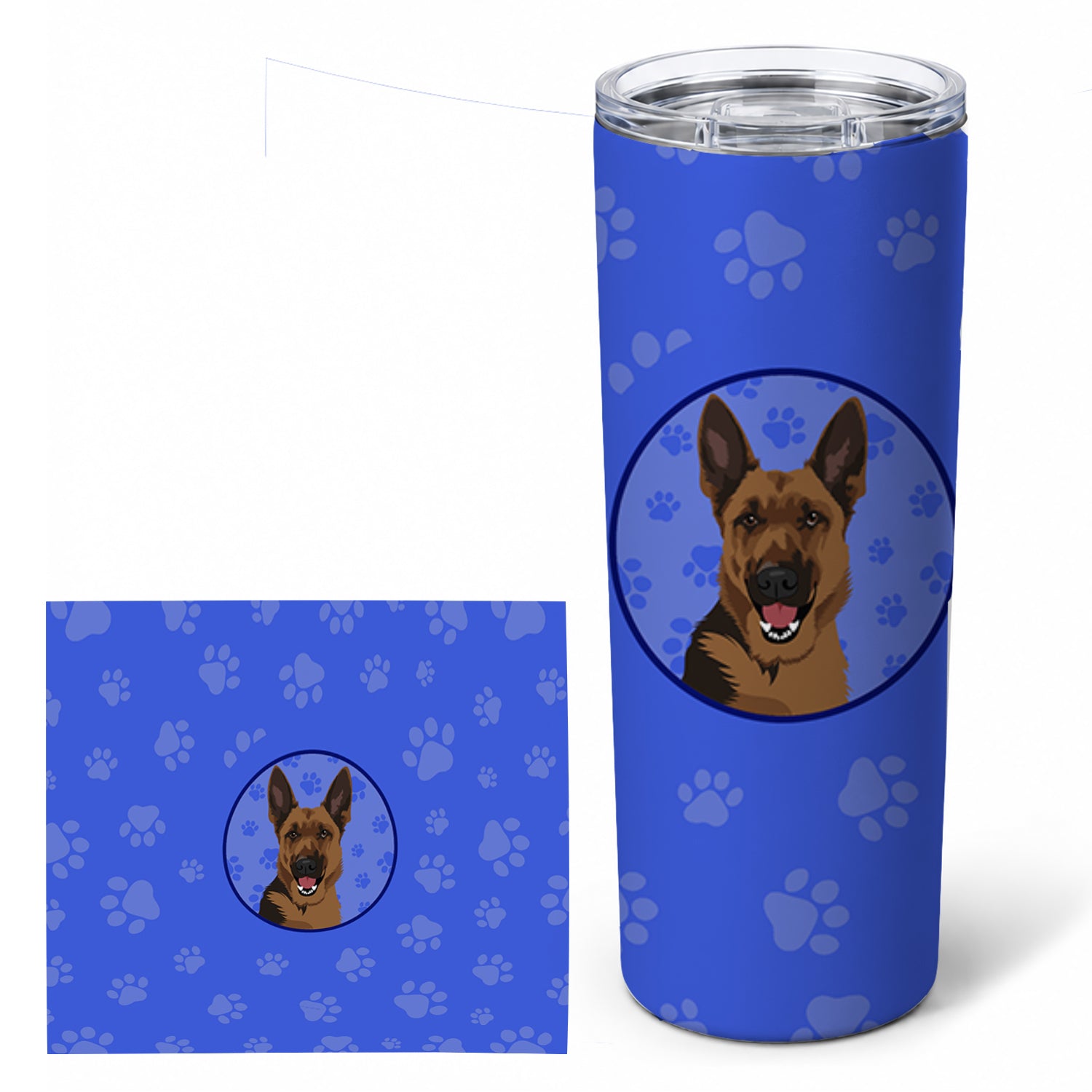 German Shepherd Black and Tan #2  Stainless Steel Skinny Tumbler 20 oz Vacuum Double Walled Reusable Insulated Travel Cup
