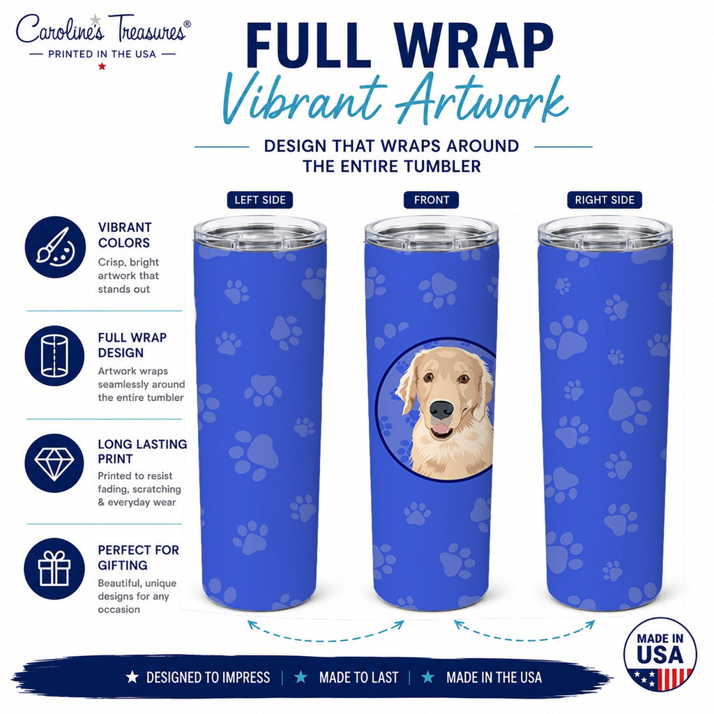 Golden Retriever Fawn #2  Stainless Steel Skinny Tumbler 20 oz Vacuum Double Walled Reusable Insulated Travel Cup