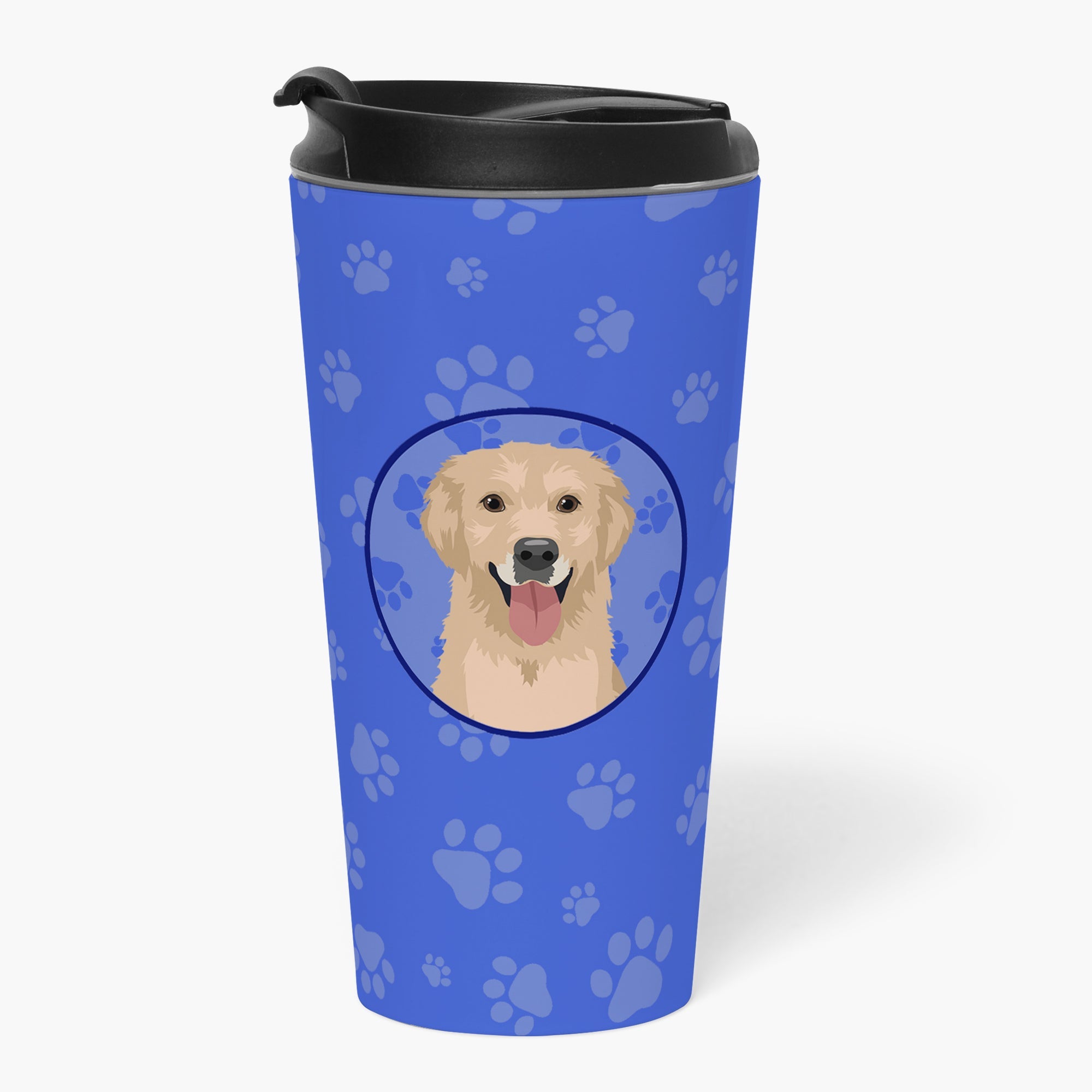 Golden Retriever Fawn #3  Stainless Steel 16 oz  Tumbler Blue Insulated Tumbler with Lid, Cute Travel Cup for Coffee, Cocktails, Gift Men, Dad, Women, Mother