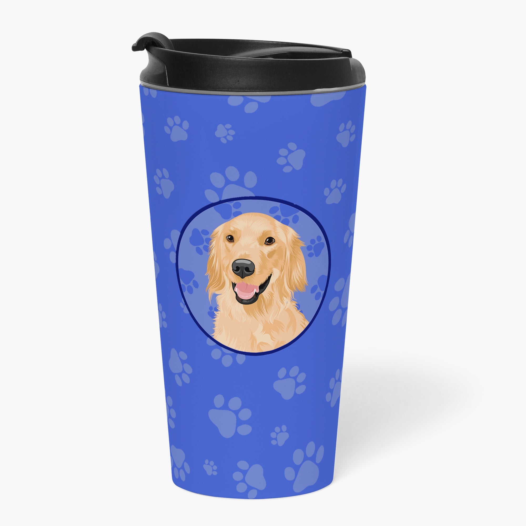 Golden Retriever Gold #1  Stainless Steel 16 oz  Tumbler Blue Insulated Tumbler with Lid, Cute Travel Cup for Coffee, Cocktails, Gift Men, Dad, Women, Mother