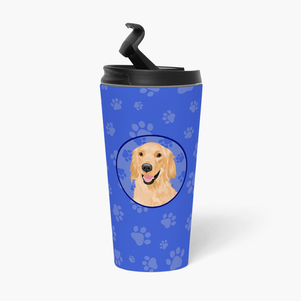 Golden Retriever Gold #1  Stainless Steel 16 oz  Tumbler Blue Insulated Tumbler with Lid, Cute Travel Cup for Coffee, Cocktails, Gift Men, Dad, Women, Mother
