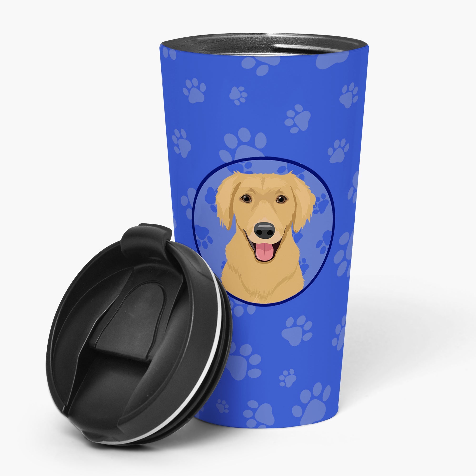 Golden Retriever Gold #2  Stainless Steel 16 oz  Tumbler Blue Insulated Tumbler with Lid, Cute Travel Cup for Coffee, Cocktails, Gift Men, Dad, Women, Mother