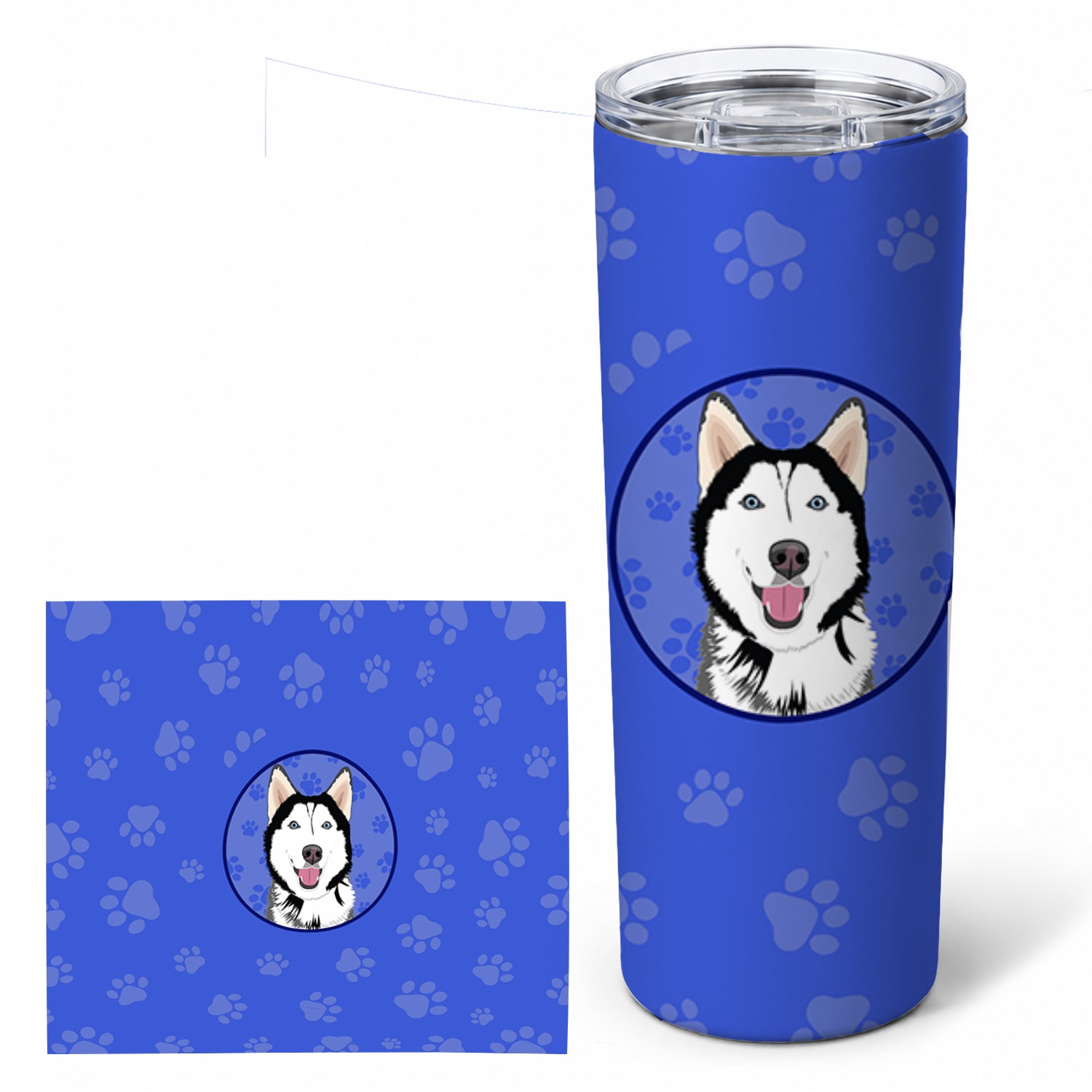 Siberian Husky Black and White #1  Stainless Steel Skinny Tumbler 20 oz Vacuum Double Walled Reusable Insulated Travel Cup